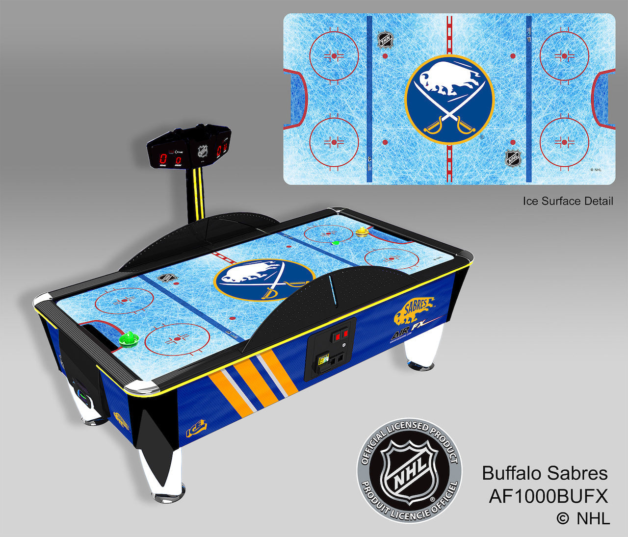 ICE NHL Team Air FX air hockey table – 8-foot full-size arcade game with official NHL branding